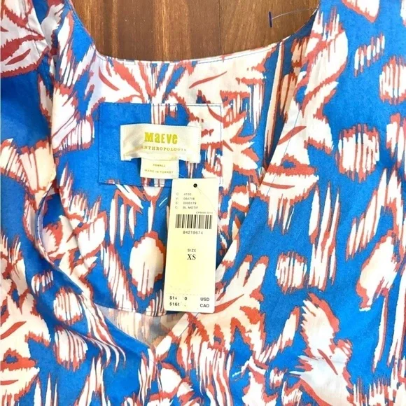 🍁SALE🍁MAEVE Anthropologie Printed Flutter-Sleeve Babydoll Floral Midi Dress XS - Picture 3 of 7